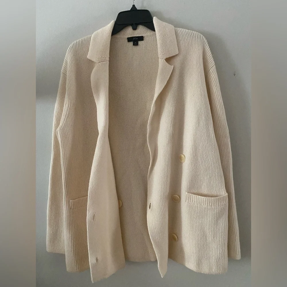J.Crew Double Breasted Merino Wool Blend Sweater Blazer  M pristine condition